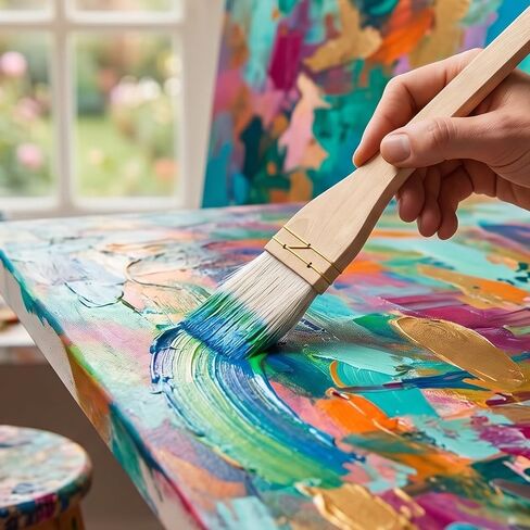 مجموعة 3 قطع من فرشاة الرسم فرشاة الرسم مع فرشاة شعر الماعز البيضاء الناعمة المسطحة للألوان المائية والفخار السيراميكي وخلفية غسيل اللوحة الأكريليكية in Kuwait