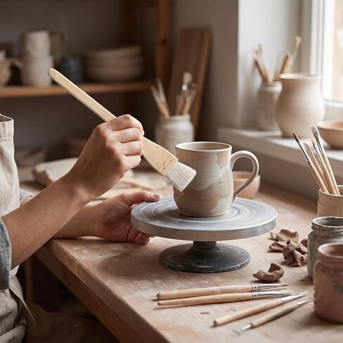 مجموعة 3 قطع من فرشاة الرسم فرشاة الرسم مع فرشاة شعر الماعز البيضاء الناعمة المسطحة للألوان المائية والفخار السيراميكي وخلفية غسيل اللوحة الأكريليكية in Kuwait
