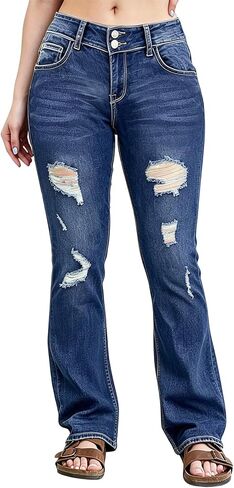 Plus Size Bootcut Jeans for Women,Womens Wide Leg Jeans Western American Eagle Jean for Womens Western Ripped in Saudi Arabia