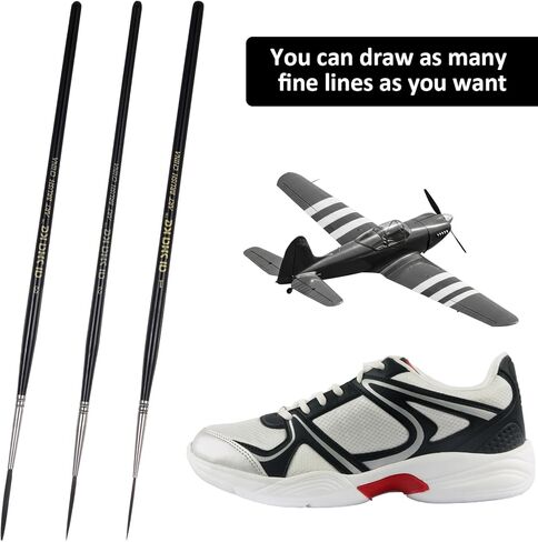 ElevateTech Script Pinstripe Brushes, 3 Pcs Scroll Pinstriping Brush Extra Long Script Liner Paint Brushes Fine Point Tip Pinstriping Scroll Outlining Brush for Acrylic Watercolor Oil Gouache Painting in Kuwait