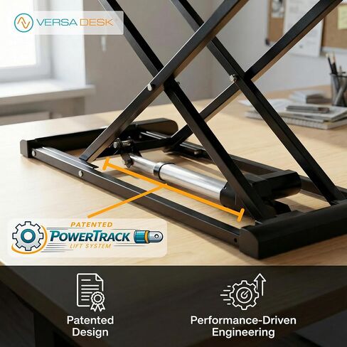محول مكتب كهربائي قائم من VERSADESK EvoLift مقاس 32 بوصة، حامل مكتب بمحرك يعمل بالجلوس على الوقوف، زر واحد سهل الرفع، محطة عمل مزدوجة الشاشة، صينية لوحة مفاتيح واسعة، حامل جهاز مدمج، أسود in Kuwait