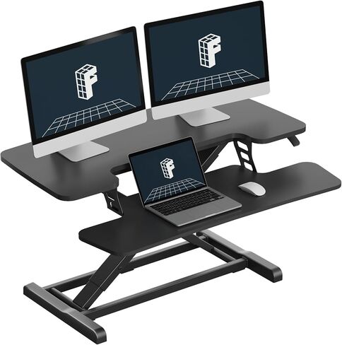 محول مكتب قائم FLEXISPOT مقاس 36 بوصة، ارتفاع مكتبي قابل للتعديل، محطة عمل كمبيوتر، محول مكتب واسع للوحة مفاتيح الكمبيوتر المحمول وإعداد الشاشة، أسود in Kuwait