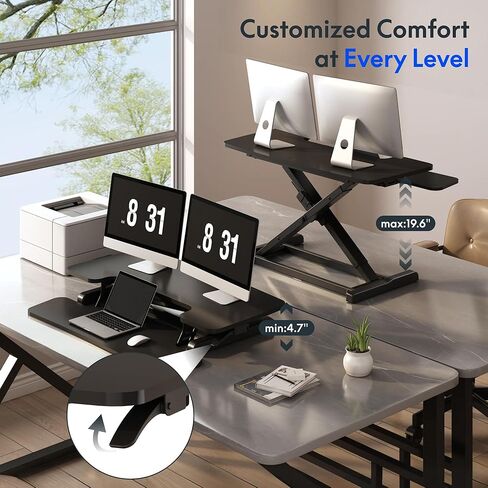 محول مكتب قائم FLEXISPOT مقاس 36 بوصة، ارتفاع مكتبي قابل للتعديل، محطة عمل كمبيوتر، محول مكتب واسع للوحة مفاتيح الكمبيوتر المحمول وإعداد الشاشة، أسود in Kuwait