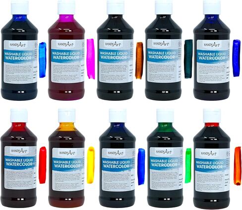 Handy Art Washable Liquid Watercolor, 8 Fl Oz (Pack of 10), 10 per Set in Saudi Arabia