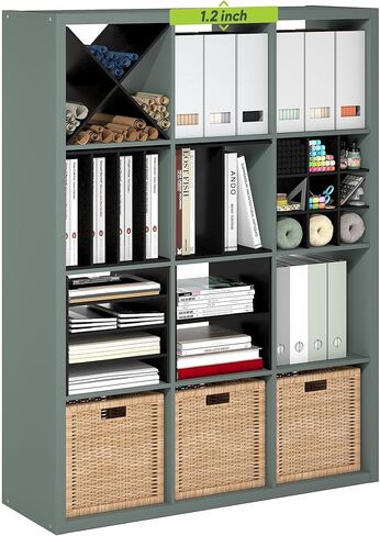 رف كتب Furinno Cubicle، رف كتب 6 مكعبات، إطار سميك للغاية يمكن عكسه أفقيًا ورأسيًا مع ظهر مفتوح، 14.6 بوصة × 44 بوصة × 30 بوصة، لغرفة المعيشة وغرفة النوم والمكتب المنزلي، أبيض in Kuwait