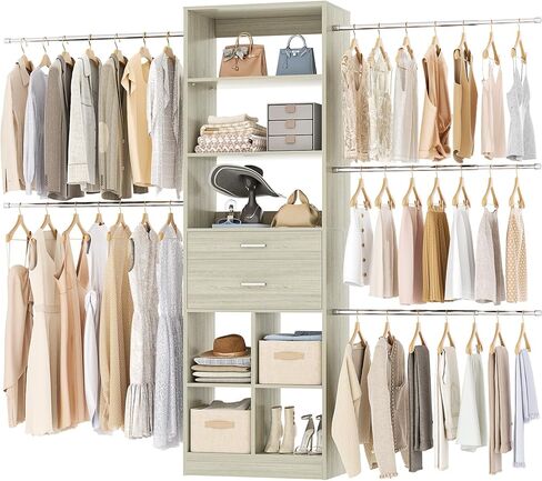 Besiost Small Closet System, 3.2-6.8FT Small Closet Organizer with 5 Hanging Rods, Can Fit 37.5 to 81.9 inch Walk-in Closet System, Built-in, Black, Enclosed Storage Volume 2.32 ft³ in Saudi Arabia