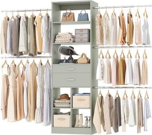 Besiost Small Closet System, 3.2-6.8FT Small Closet Organizer with 5 Hanging Rods, Can Fit 37.5 to 81.9 inch Walk-in Closet System, Built-in, Black, Enclosed Storage Volume 2.32 ft³ in Saudi Arabia