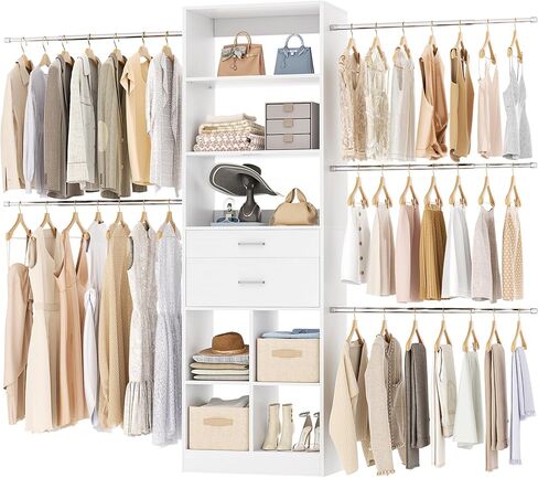Besiost Small Closet System, 3.2-6.8FT Small Closet Organizer with 5 Hanging Rods, Can Fit 37.5 to 81.9 inch Walk-in Closet System, Built-in, Black, Enclosed Storage Volume 2.32 ft³ in Saudi Arabia