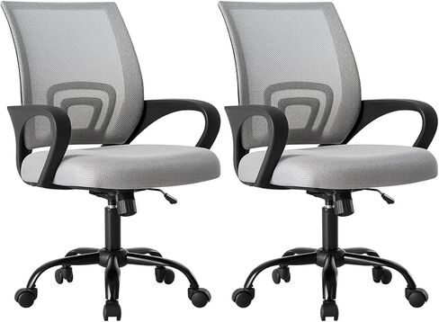OLIXIS Office Desk Chair - Ergonomic Mid Back with Lumbar Support & Rocking Mode, Height Adjustable with Fixed Armrest, Storage Back for Computer, Gaming, Conference, Meeting, 360° Swivel, Black in Kuwait