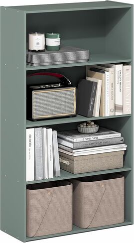 رف كتب Furinno Cubicle، رف كتب 5 مكعبات، خزانة كتب منظم تخزين مكعب بإطار سميك للغاية مع ظهر مغلق، 15.3 × 29.9 × 43.3، لغرفة المعيشة وغرفة النوم والمكتب المنزلي، أسود داكن بلوط in Kuwait