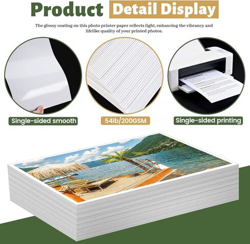 200 Sheets Glossy Photo Paper 8.5x11 Inch, 200GSM/54LB Inkjet Glossy Photo Paper, White Picture Paper for Brochures, Cards, Flyers, Calendars in Kuwait