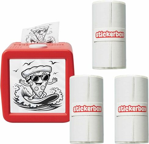 لفات ورق حرارية خالية من BPS/BPA من Stickerbox - 3 عبوات من ورق الطابعة بدون حبر لصانع الملصقات الذي يعمل بالصوت AI - خالية من الفوضى، آمنة على الأطفال 180 إجمالي اصنع ملصقاتك الخاصة، للأطفال من سن 5 سنوات فما فوق، 1.25 بوصة × 2 بوصة in Kuwait