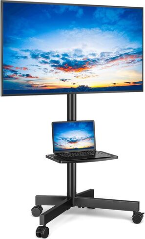 Rfiver Mobile TV Stand for 23-65 Inch LCD LED Flat/Curved Panel Screen TVs up to 88 lbs, Rolling TV Stand with Adjustable Shelf & Tilt, Portable Floor Stand on Wheels for Bedroom, Living Room, Office in Kuwait