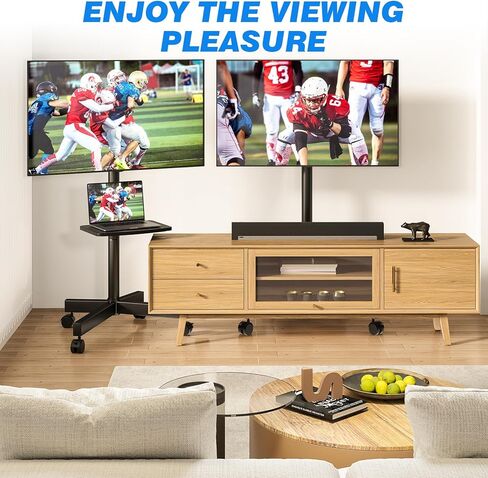 حامل تلفزيون Rfiver المحمول لشاشات تلفزيون LCD LED مسطحة/منحنية مقاس 23-65 بوصة يصل وزنها إلى 88 رطلاً، حامل تلفزيون متدحرج مع رف قابل للتعديل وإمالة، حامل أرضي محمول على عجلات لغرفة النوم وغرفة المعيشة والمكتب in Kuwait