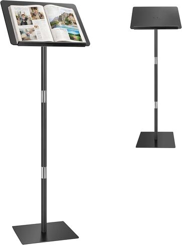 Podium Stand, Lecterns & Podiums, Acrylic Adjustable Angles with Metal Base, Podium for Church, Weddings, Classroom, Speech, 16.2" L x 12.2" W x 47" H (Black) in Kuwait