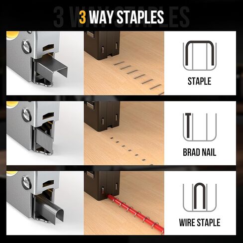 Staple Gun - LUFF 3 in 1 Heavy Duty Stapler Gun with 3000 Staples for Upholstery, Manual Brad Nailer Power Adjustment Stapler Gun for Wood, Decoration, Crafts DIY in Kuwait