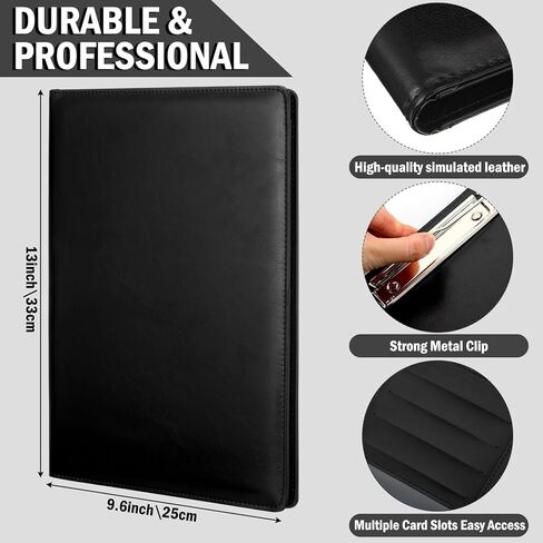 6 Pcs Business Portfolio Organizer, Professional Portfolio Binder with Clipboard, Black PU Leather Folder Binder, A4 Letter Size Notepad with Multi-Pocket Storage for Business Office Conference in Kuwait