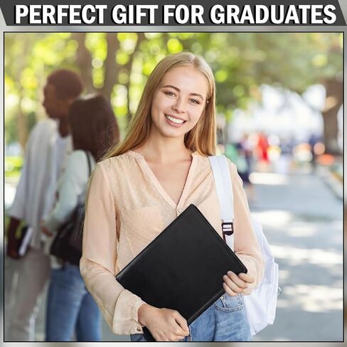 6 Pcs Business Portfolio Organizer, Professional Portfolio Binder with Clipboard, Black PU Leather Folder Binder, A4 Letter Size Notepad with Multi-Pocket Storage for Business Office Conference in Kuwait