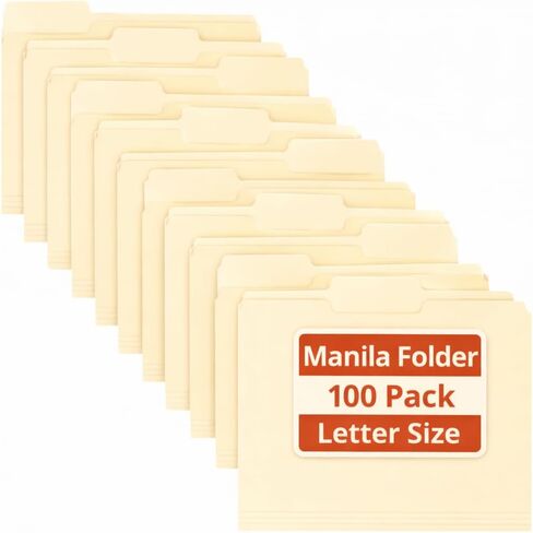 مجلدات ملفات Enday Manilla بحجم حرف 1/3 علامة تبويب مقطوعة (100 حزمة) - مجلدات Manilla، مجلدات ملفات بحجم Letter 1/3 علامة تبويب مقطوعة لتنظيم المكتب وحفظ المستندات in Kuwait