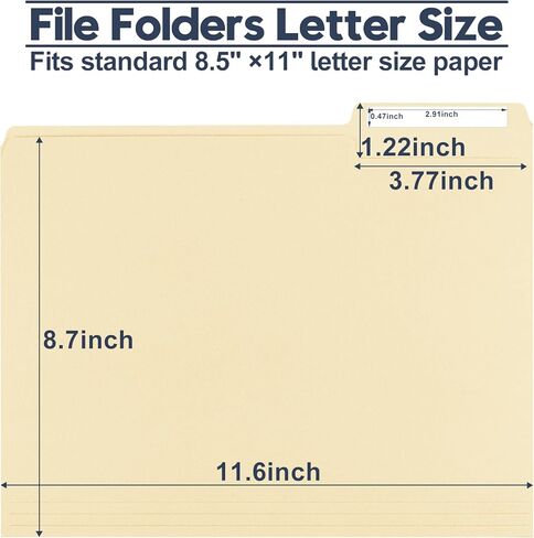 Manila File Folders, 150 Pack Bulk, Letter Size 8.5" x 11", 1/3 Cut Tabs in Assorted Positions, Includes Blank Labels, Sturdy Paper Stock for Office Business School Home Use,Manila in Kuwait