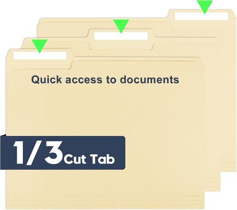 Manila File Folders, 150 Pack Bulk, Letter Size 8.5" x 11", 1/3 Cut Tabs in Assorted Positions, Includes Blank Labels, Sturdy Paper Stock for Office Business School Home Use,Manila in Kuwait