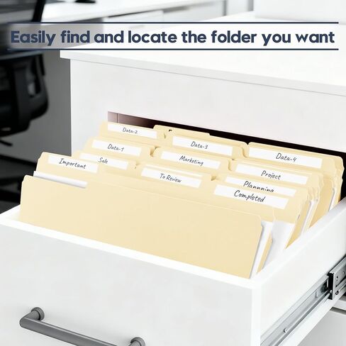 Manila File Folders, 150 Pack Bulk, Letter Size 8.5" x 11", 1/3 Cut Tabs in Assorted Positions, Includes Blank Labels, Sturdy Paper Stock for Office Business School Home Use,Manila in Kuwait