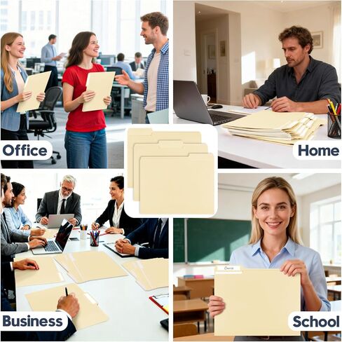 Manila File Folders, 150 Pack Bulk, Letter Size 8.5" x 11", 1/3 Cut Tabs in Assorted Positions, Includes Blank Labels, Sturdy Paper Stock for Office Business School Home Use,Manila in Kuwait