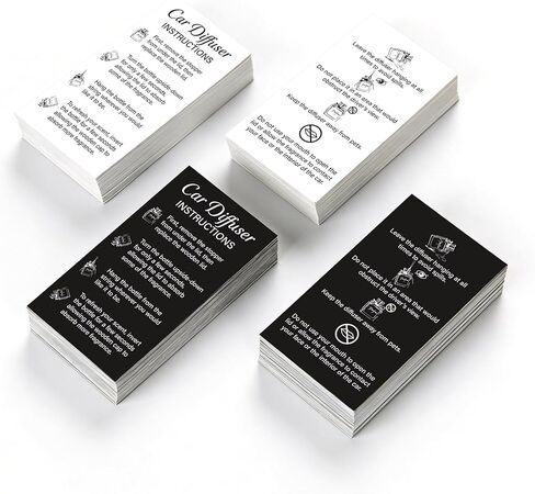 270 Pack Car Diffuser Instruction Cards for Car Diffuser Bottle, 2 x 3.5 Inch Care Cards, Premium Car Freshies Supplies for Hanging Car Diffuser Packaging, Business Card Size (Black/White) in Kuwait