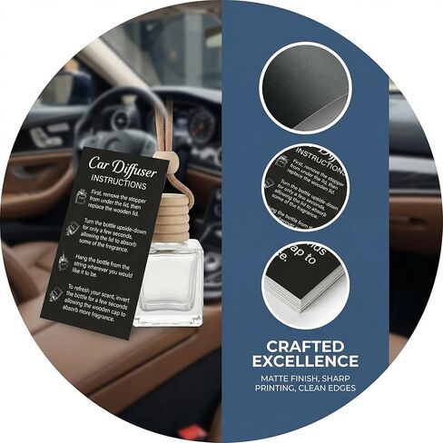 270 Pack Car Diffuser Instruction Cards for Car Diffuser Bottle, 2 x 3.5 Inch Care Cards, Premium Car Freshies Supplies for Hanging Car Diffuser Packaging, Business Card Size (Black/White) in Kuwait
