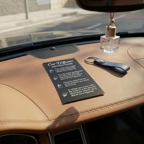 270 Pack Car Diffuser Instruction Cards for Car Diffuser Bottle, 2 x 3.5 Inch Care Cards, Premium Car Freshies Supplies for Hanging Car Diffuser Packaging, Business Card Size (Black/White) in Kuwait