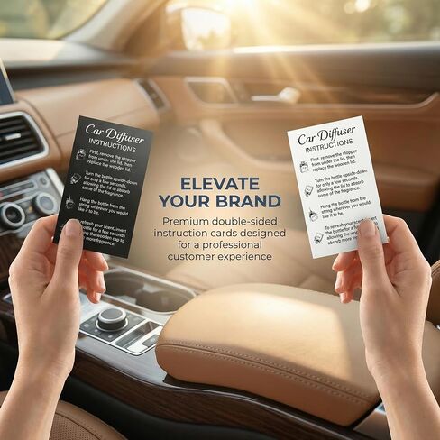270 Pack Car Diffuser Instruction Cards for Car Diffuser Bottle, 2 x 3.5 Inch Care Cards, Premium Car Freshies Supplies for Hanging Car Diffuser Packaging, Business Card Size (Black/White) in Kuwait
