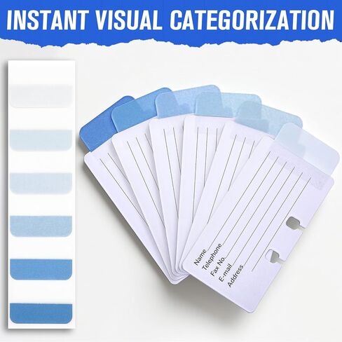 Business Cards Refill Kit, Compatible with Rolodex Card File Holders, Pack of 250, Ruled, 2-1/4" x 4", with Gradient Blue Index Tabs (Large 60 Tabs) and Plastic Organizer Box in Kuwait