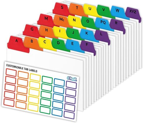 Chell 3x5 Index Card Dividers, Heavyweight A-Z Tabbed Guides, 110 lb. Cover Weight, with Blank Stickers, 1 Set in Kuwait
