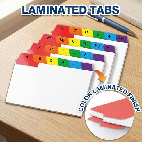 Chell 3x5 Index Card Dividers, Heavyweight A-Z Tabbed Guides, 110 lb. Cover Weight, with Blank Stickers, 1 Set in Kuwait