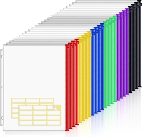 KTRIO Letter Size Binder Pockets 3 Ring Binder Zipper Pouch 12 Pack, 3 Holes Clear PVC Loose Leaf Bags 8.5"×11" Document Folders for Business Office School Supplies in Kuwait