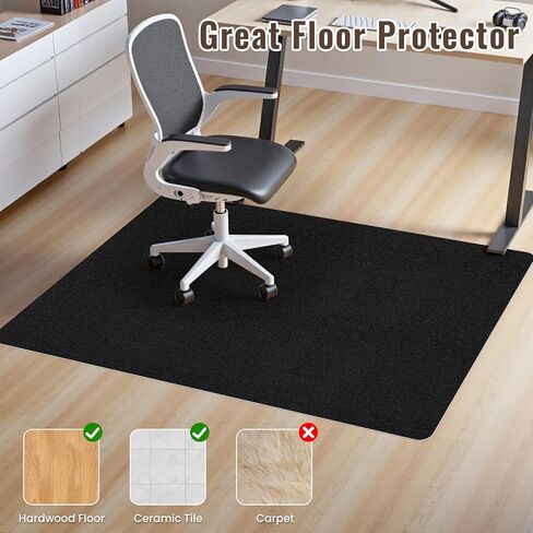 Sycoodeal Office Chair Mat for Hardwood Floor,Slip Resistant Floor Mat for Office Computer Gaming Chair,Heavy Duty Floor Protector for Rolling Chairs,Easy to Clean,Black(36"x48") in Kuwait