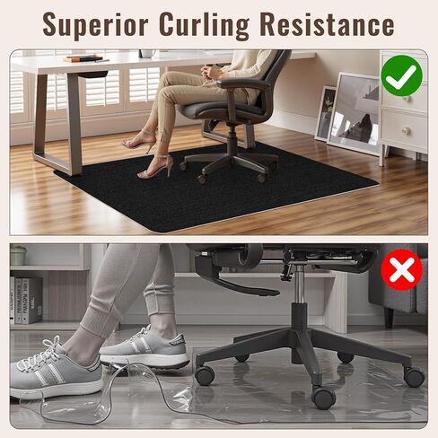 Sycoodeal Office Chair Mat for Hardwood Floor,Slip Resistant Floor Mat for Office Computer Gaming Chair,Heavy Duty Floor Protector for Rolling Chairs,Easy to Clean,Black(36"x48") in Kuwait