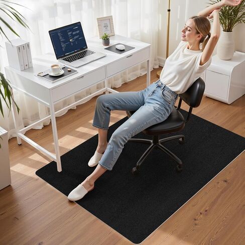 Sycoodeal Office Chair Mat for Hardwood Floor,Slip Resistant Floor Mat for Office Computer Gaming Chair,Heavy Duty Floor Protector for Rolling Chairs,Easy to Clean,Black(36"x48") in Kuwait