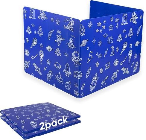 25-Pack Desk Dividers for Students, 3-Fold Privacy Screens, Durable Waterproof Plastic Study Boards, Easy Clean Classroom Shields for Schools,Teacher Supplies & Student Desk Organizers, Blue in Kuwait