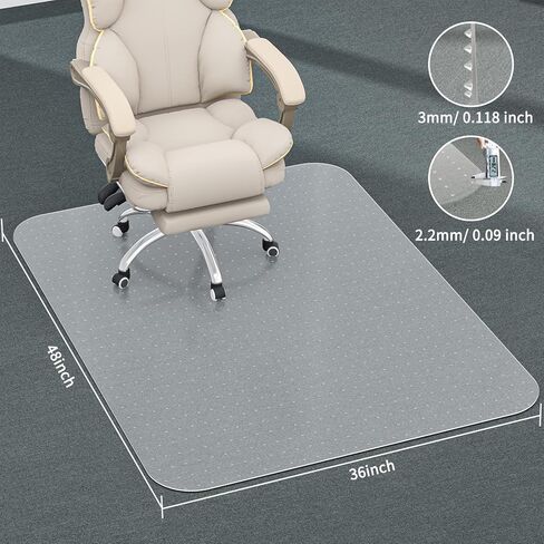 53" X 45" Office Chair Mat for Hardwood Floor, PVC Clear Desk Chair Mat for Hard Floors - Can't be Used on Carpet in Kuwait