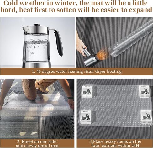 53" X 45" Office Chair Mat for Hardwood Floor, PVC Clear Desk Chair Mat for Hard Floors - Can't be Used on Carpet in Kuwait