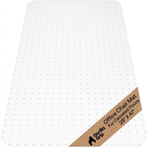 GORILLA GRIP Slip Resistant Clear Office Chair Mat for Carpet Floors, Smooth Rolling Glide Under Desk, Heavy Duty Plastic Computer Mats and Carpeted Floor Protector, Work and Gaming Chairs, 29x47 in Kuwait