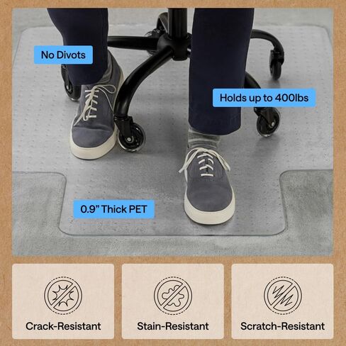GORILLA GRIP Slip Resistant Clear Office Chair Mat for Carpet Floors, Smooth Rolling Glide Under Desk, Heavy Duty Plastic Computer Mats and Carpeted Floor Protector, Work and Gaming Chairs, 29x47 in Kuwait