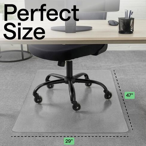GORILLA GRIP Slip Resistant Clear Office Chair Mat for Carpet Floors, Smooth Rolling Glide Under Desk, Heavy Duty Plastic Computer Mats and Carpeted Floor Protector, Work and Gaming Chairs, 29x47 in Kuwait