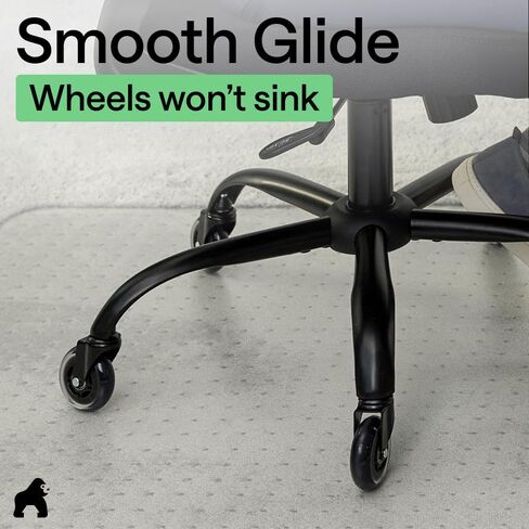 GORILLA GRIP Slip Resistant Clear Office Chair Mat for Carpet Floors, Smooth Rolling Glide Under Desk, Heavy Duty Plastic Computer Mats and Carpeted Floor Protector, Work and Gaming Chairs, 29x47 in Kuwait