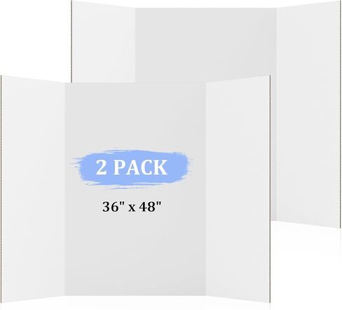 AKONEGE 2 Pack 36 "x 48" لوحة ملصقات ثلاثية الطي للعرض، ورق مقوى مموج أسود كبير ثلاثي الطي لوحة ملصقات لمعرض العلوم، مشاريع المكتب أو المدرسة، عروض الصور، حدث المعارض in Kuwait