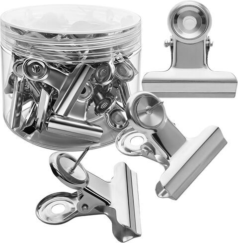 30Pcs Push Pins Clips Upgraded Thumb Tacks with Metal Clips for Cork Board No Hole Paper Clips Cork Board Tacks for Office School Home Bulletin Board Supplies (Silver) in Saudi Arabia