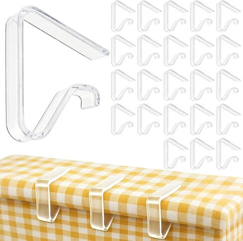 24 PCS Clear Plastic Tablecloth Clips for Indoor Outdoor Tables Large Cloth Holder Runner Weight Transparent Table Clamps Graduation Wedding Birthday Home Camping Picnic Holiday Party Favors Supplies in Saudi Arabia