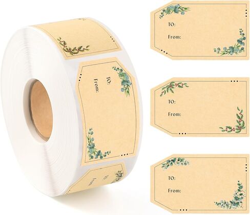600 PCS Gift Tag Stickers, 1.18" x 2" Brown Kraft to and from Gift Adhesive Labels Christmas Holiday Present Stickers in Saudi Arabia