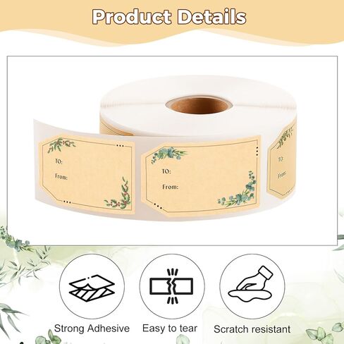 600 PCS Gift Tag Stickers, 1.18" x 2" Brown Kraft to and from Gift Adhesive Labels Christmas Holiday Present Stickers in Saudi Arabia